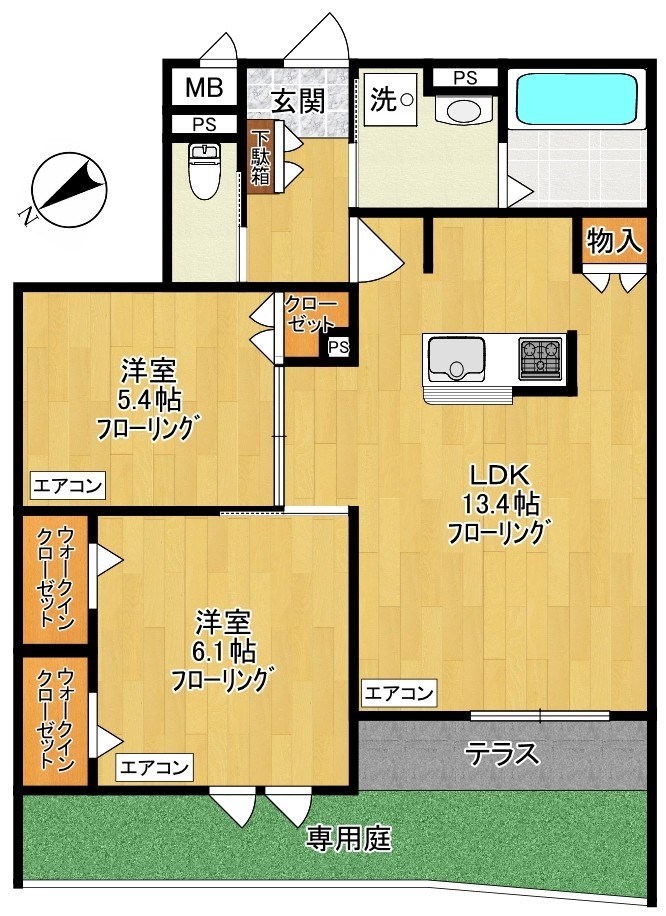 ゲートフロント 102号室 間取り