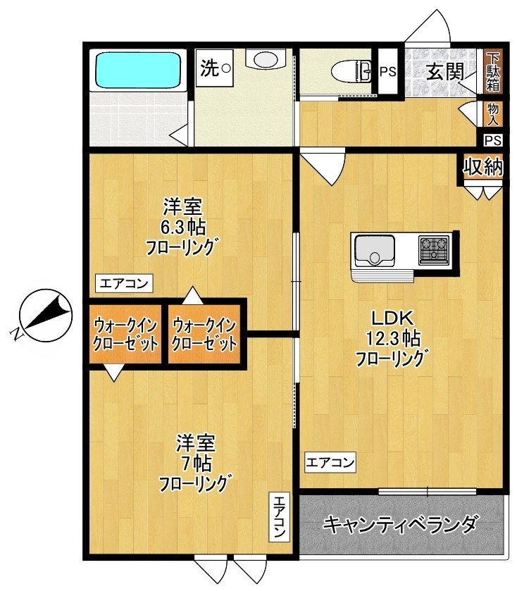 ゲートフロント 303号室 間取り