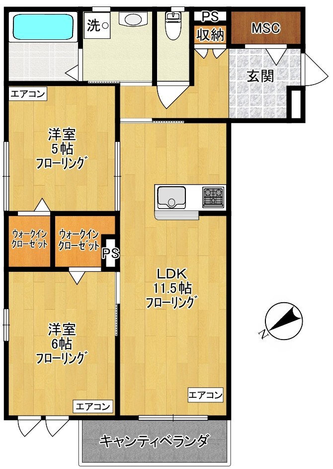 ゲートフロント 305号室 間取り