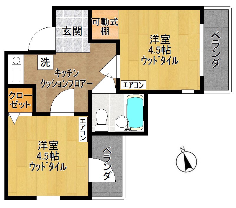 栗谷二番館 3F号室 間取り