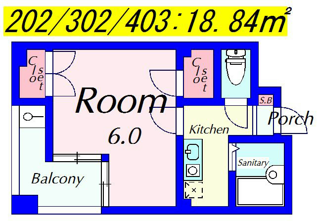 COSMIC WING 302号室 間取り
