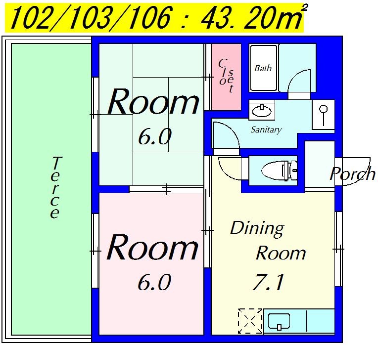 上阿達谷口マンション 102号室 間取り