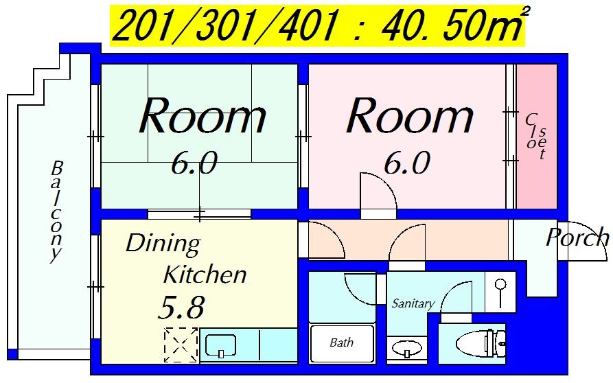 上阿達谷口マンション 301号室 間取り