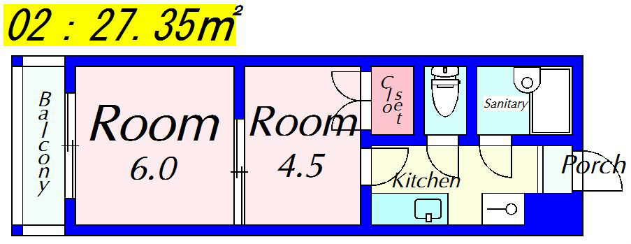 ス・プレール田中 202号室 間取り