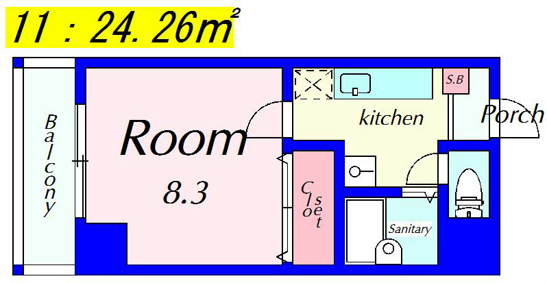 ハウスセゾン四条通 1011号室 間取り