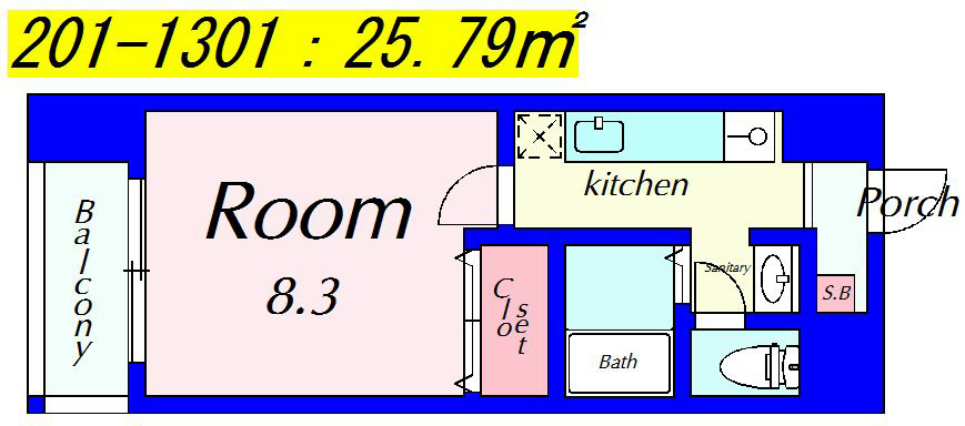 ハウスセゾン四条通 201号室 間取り