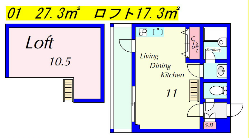 ロフティー松ヶ崎 101号室 間取り