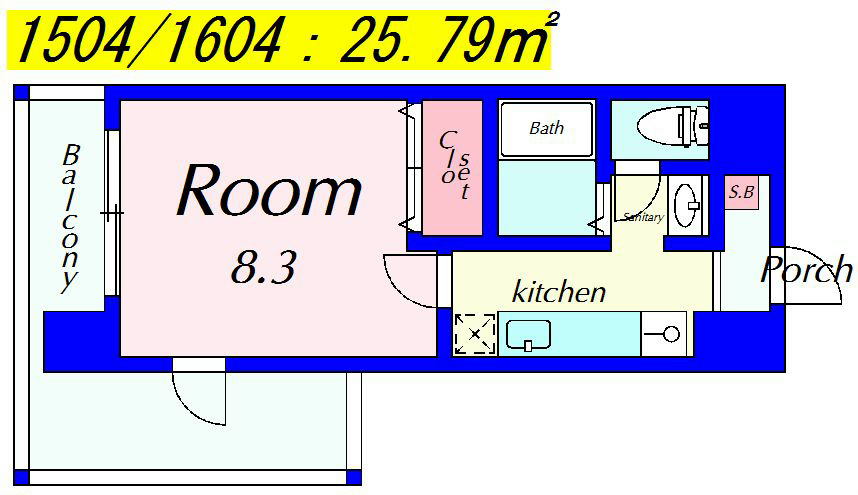 ハウスセゾン四条通 1504号室 間取り