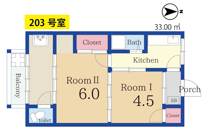 太田マンション 203号室 間取り