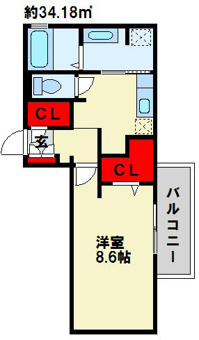 エルカーサ門司駅前 101号室 間取り
