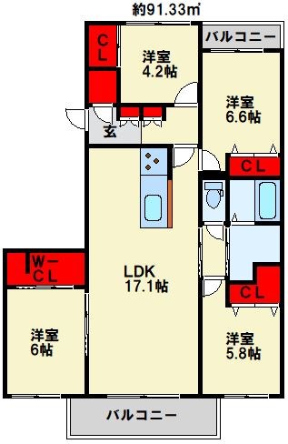 クオレール真鶴 302号室 間取り