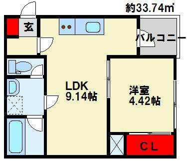 ウィングス砂津 805号室 間取り
