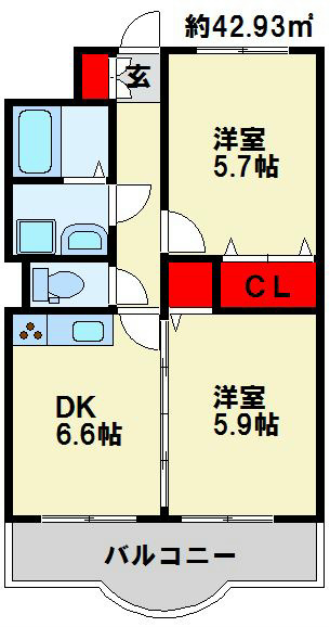 ニューシティアパートメンツ南小倉 Ⅰ 間取り