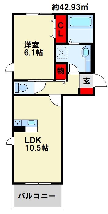 le ciel bleu 206号室 間取り