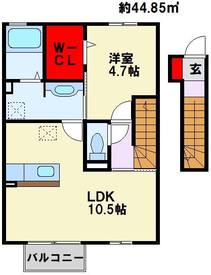ハーベスト トロワ 202号室 間取り