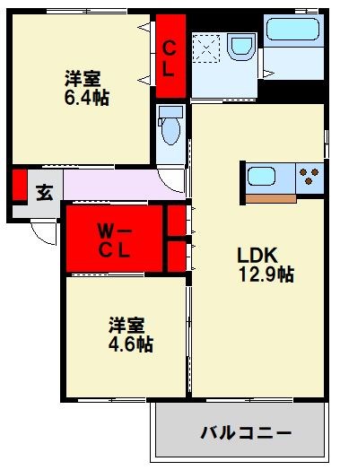 シャーメゾン茶屋の原Ⅰ A棟 間取り図