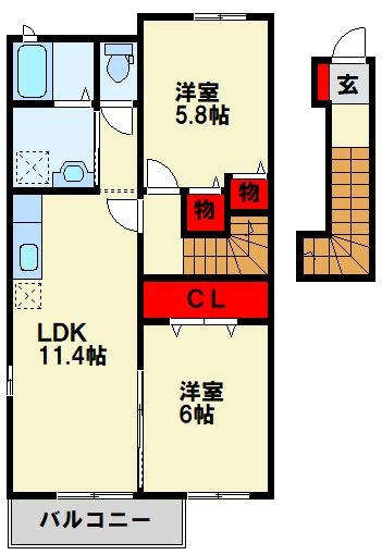 グラースシャルマン 203号室 間取り