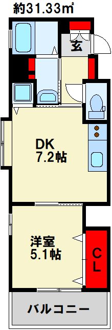 クレール花音 204号室 間取り