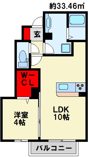 コスモ三萩野 103号室 間取り