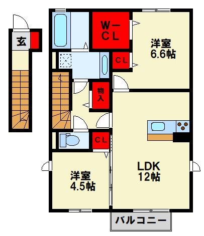 ヴィルヌーブ相坂 E棟 間取り図