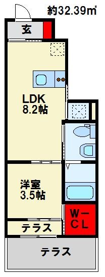 フルール吉田西 103号室 間取り