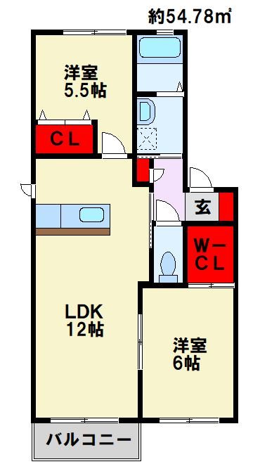 ハイツカトレア浅川 A棟  102号室 間取り