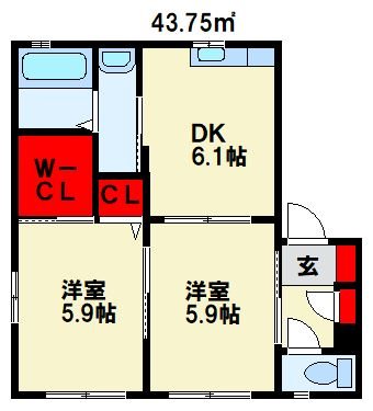 シャーメゾン吉田　A棟  202号室 間取り