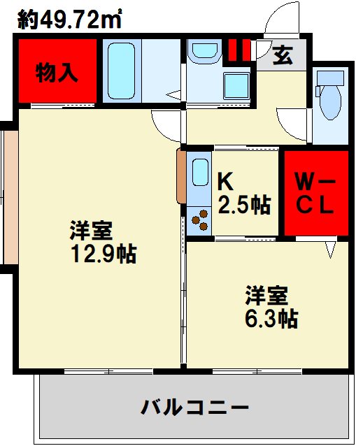 サンシャイン ロイヤル 北九州 304号室 間取り