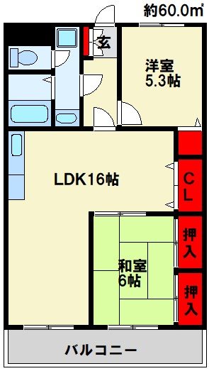 ラディア石田 302号室 間取り