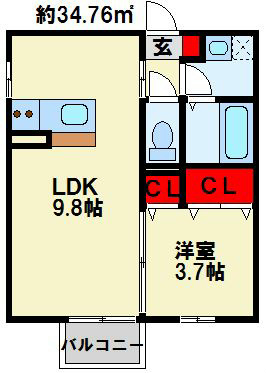 D-room熊本 205号室 間取り