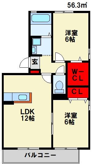 ヒーリングK 301号室 間取り