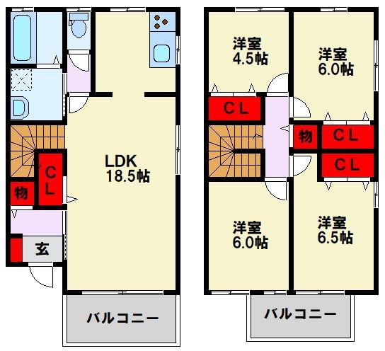 フレンドリースクエア鉄王 5号地 102号室 間取り
