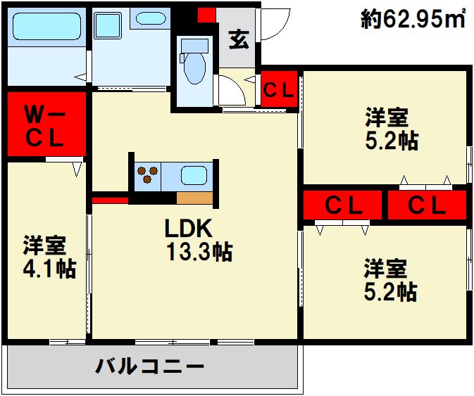 セジュール長浜B棟 間取り