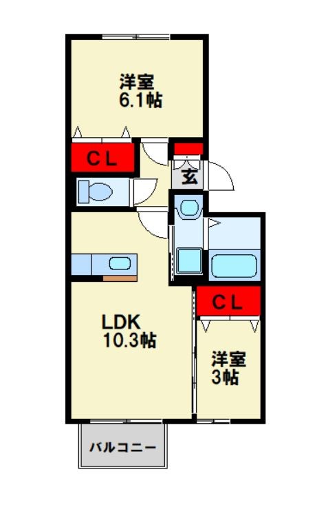 クレール緑  303号室 間取り