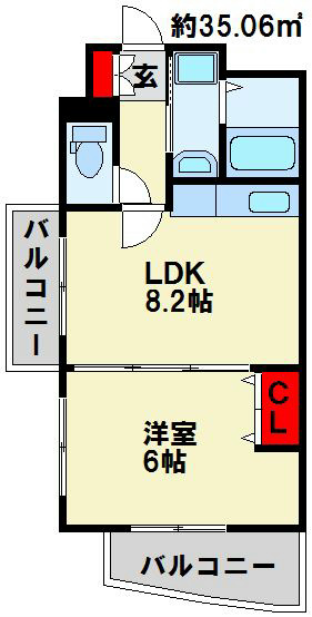 ラフィーネ小倉 406号室 間取り
