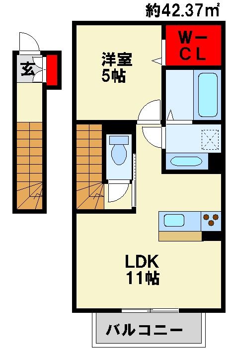 コスモ三萩野 202号室 間取り