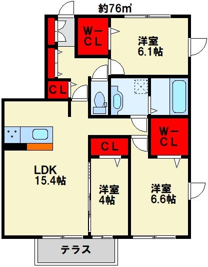 D-room城野駅　B棟 間取り