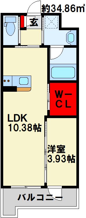 ウイングス城野駅前 502号室 間取り