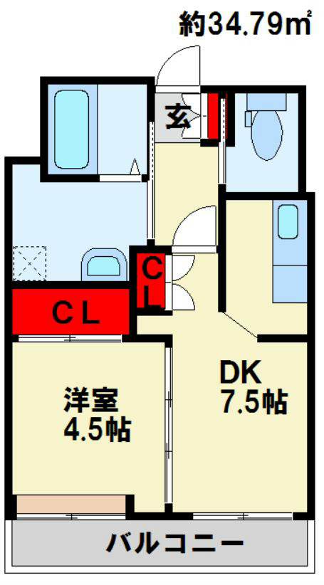 ニューリバー戸畑  503号室 間取り