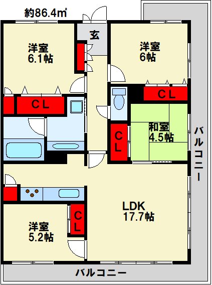 アクロス小倉セントラルスクエア 608号室 間取り