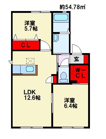 シャーメゾンなるみず B棟 202号室 間取り
