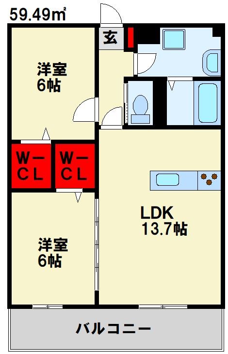 グローヴハヤシ 402号室 間取り