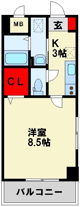 ホワイトバレー八幡駅前 405号室 間取り