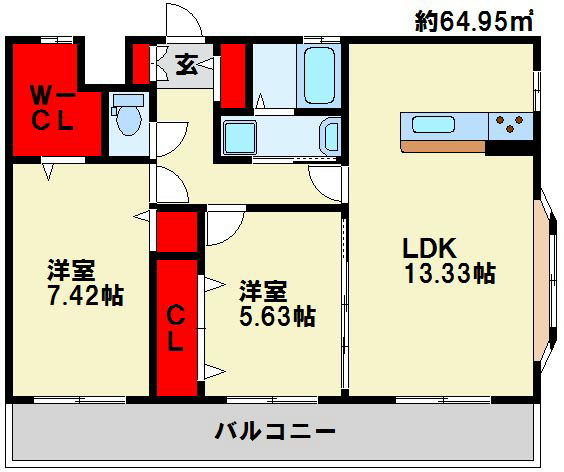 サンシャインⅢ 1203号室 間取り