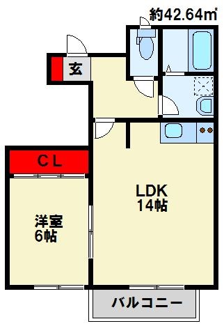 AL SOLE　B棟 104号室 間取り