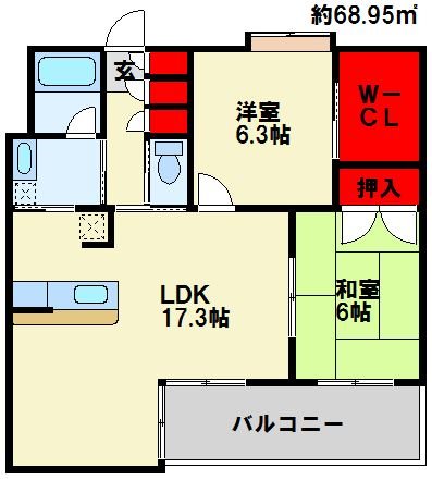 ルフォンド天神  503号室 間取り