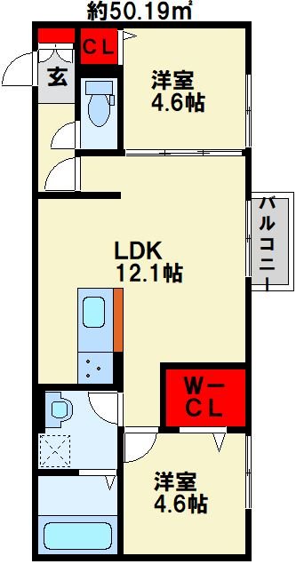 Claire court  203号室 間取り