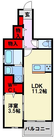 レガリア陣原A棟 105号室 間取り