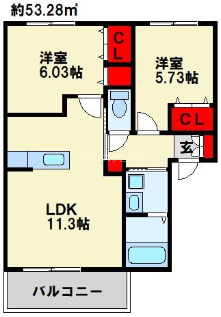 クラヴィエ松崎 203号室 間取り