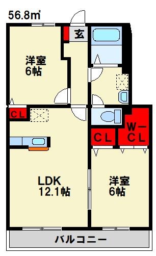エバーステージA 101号室 間取り